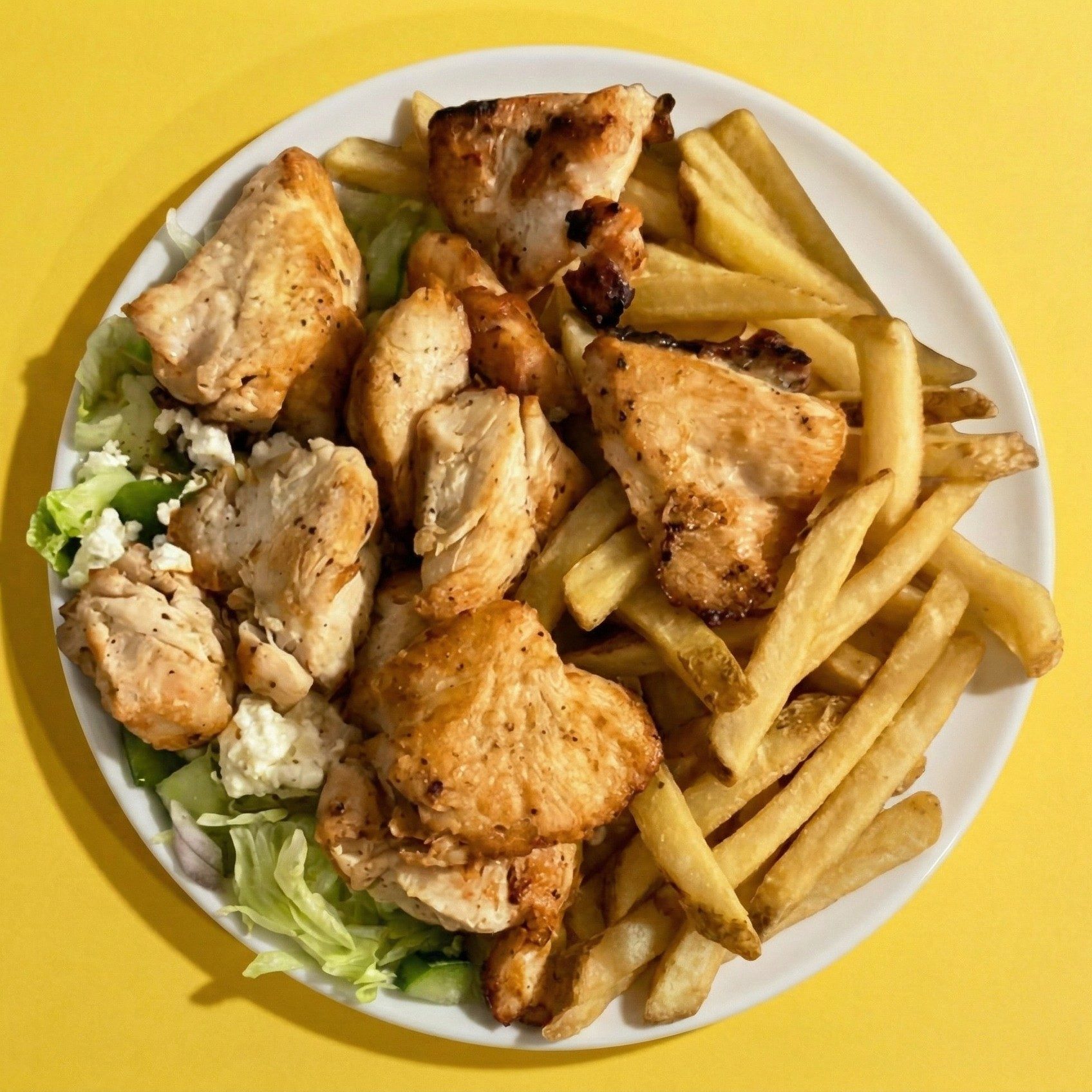 Chicken Souvlaki Platter.