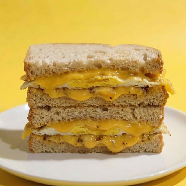 Double Egg with Cheese on Roll Breakfast.