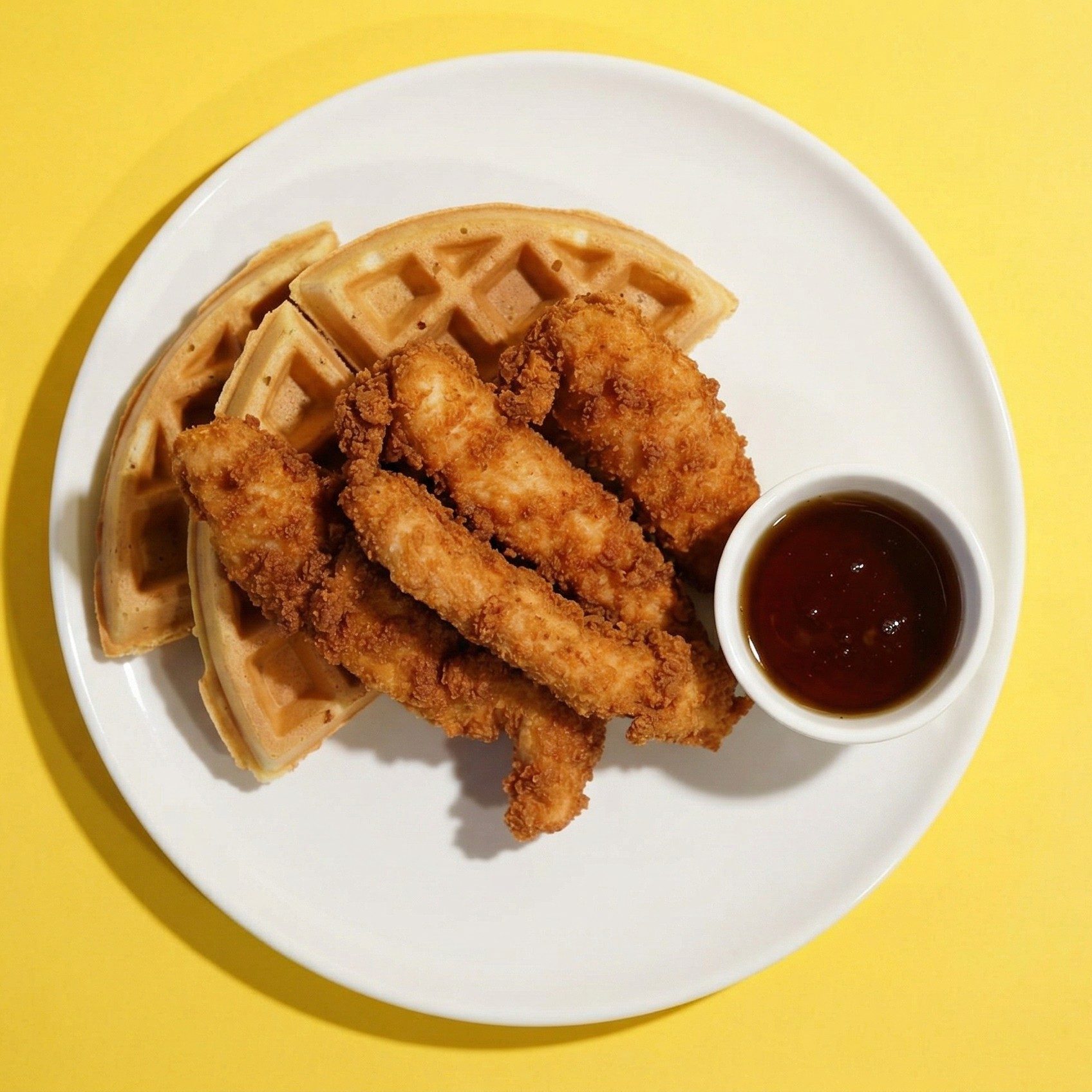 Chicken and Waffles Breakfast.