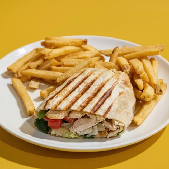 Greek Salad Chicken Wrap.